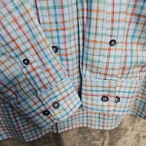 Johnnie-O Shirt Button Up Shirt Mens Medium Long Sleeve Top Shelf Blue Plaid - Picture 4 of 12